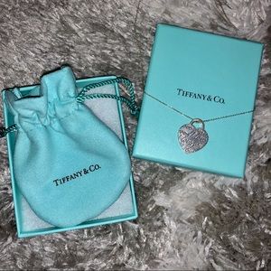 TIFFANY & CO. Silver “I Love You” Heart Necklace.